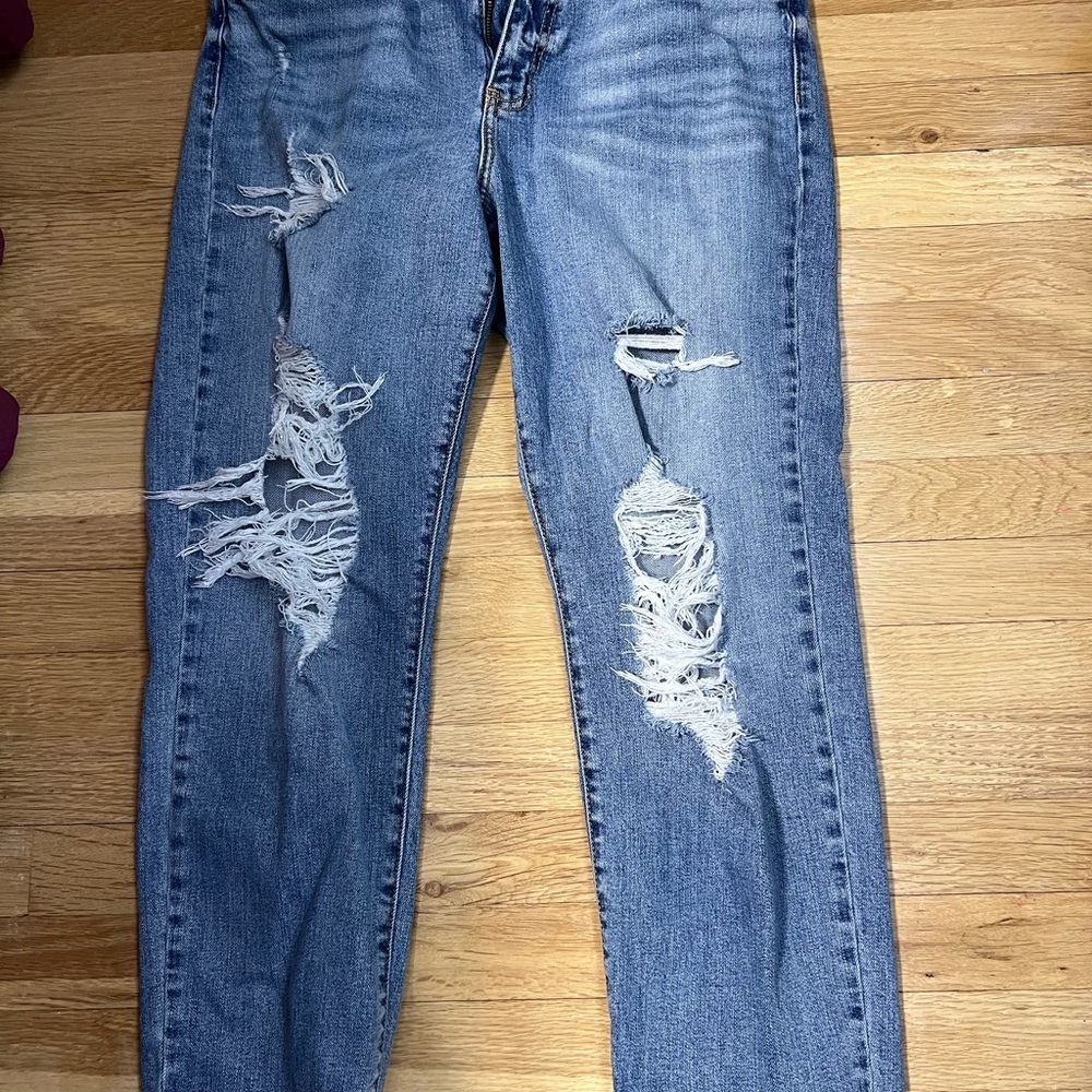 Oasis Blue Boyfriend Jeans with Distressed Details - Picture 2 of 6